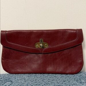 Etienne Aigner Vintage Leather Burgundy Red Brown Clutch Wallet Purse Pocketbook